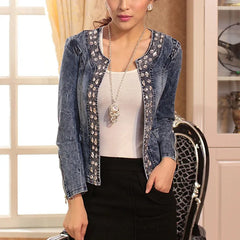 Spring Fashion Women Denim Jacket Slim Zipper Casual Short