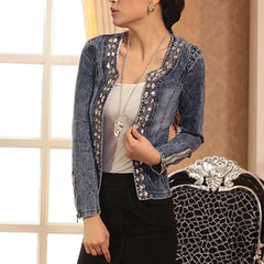 Spring Fashion Women Denim Jacket Slim Zipper Casual Short