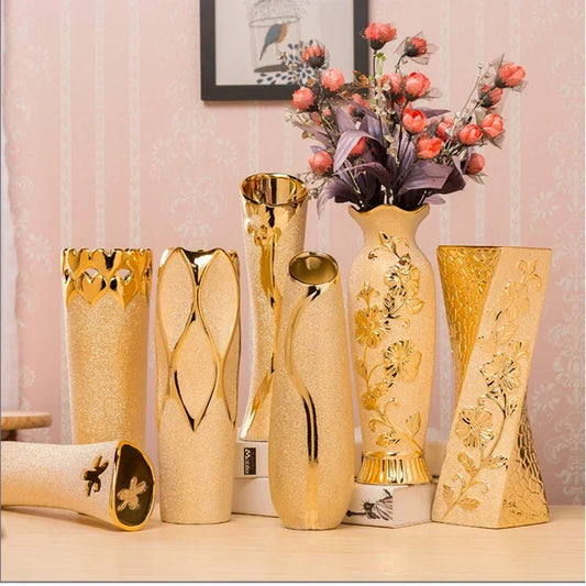 Ins Nordic Home Decoration Light Luxury Gold Ceramic Vase