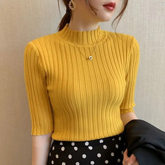 Summer Pullover Knitted Tops Half Sleeve Knitted Sweater