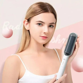 Hair Straightener Brush Multifunctional Curler Brush Ceramic